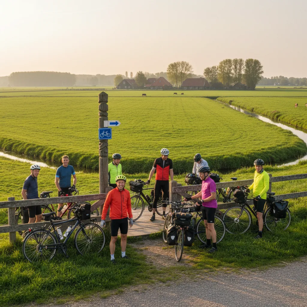 Fietsers arriveren bij De Knollemanshoek langs de fietsroute